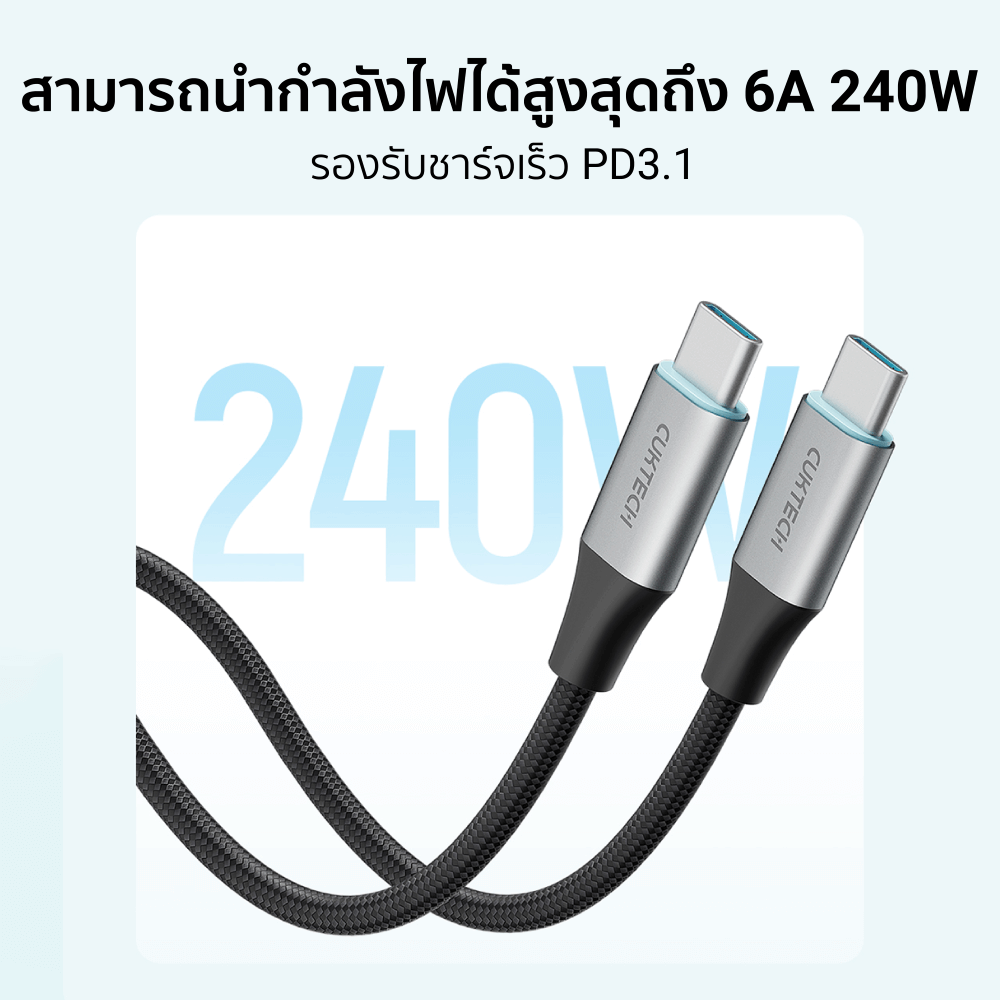 สายชาร์จเร็ว CUKTECH รุ่น CMC615 USB-C to USB-C 6A 240W ยาว 1.5 เมตร สีดำ ( รองรับชาร์จเร็ว PD3.1 )_4